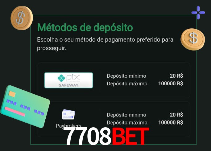 O cassino 7708bet oferece uma grande variedade de métodos de pagamento